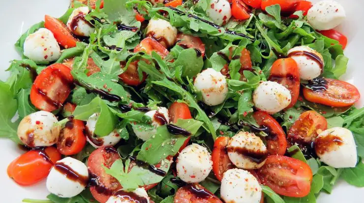 Very tasty salad with mozzarella and cherry tomatoes